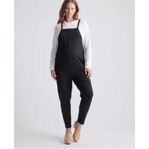 Quince Black Jumpsuit with Adjustable Straps and Tapered Legs